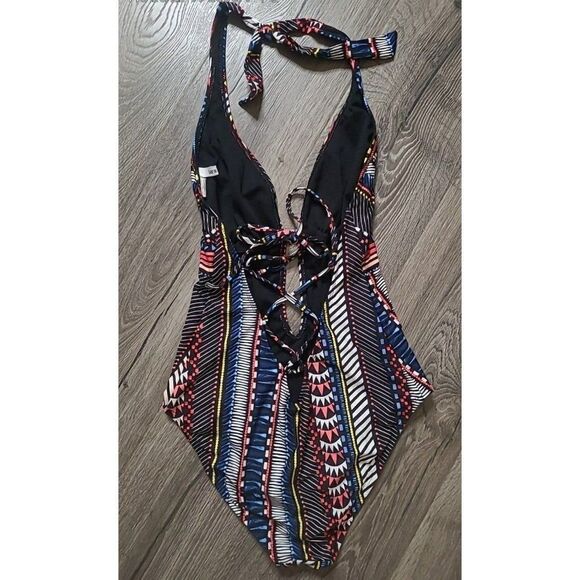 BAR III Sexy Strappy Plunge High Cut Hip One-Piece Bathingsuit Women's Sz Medium - Picture 3 of 6